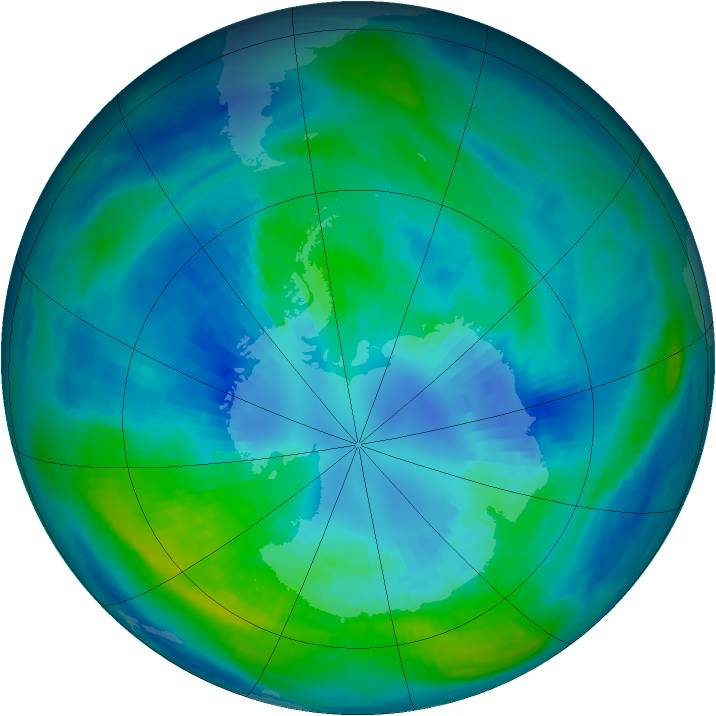 Antarctic ozone map for 08 April 1988